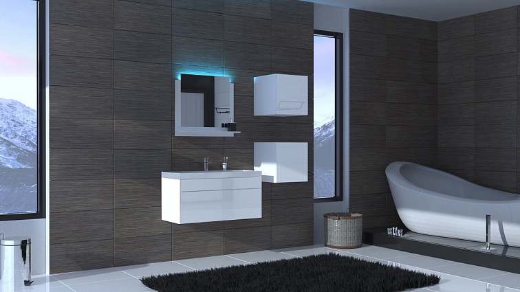 Koupelnová stěna ALI 55 - Bílý lesk