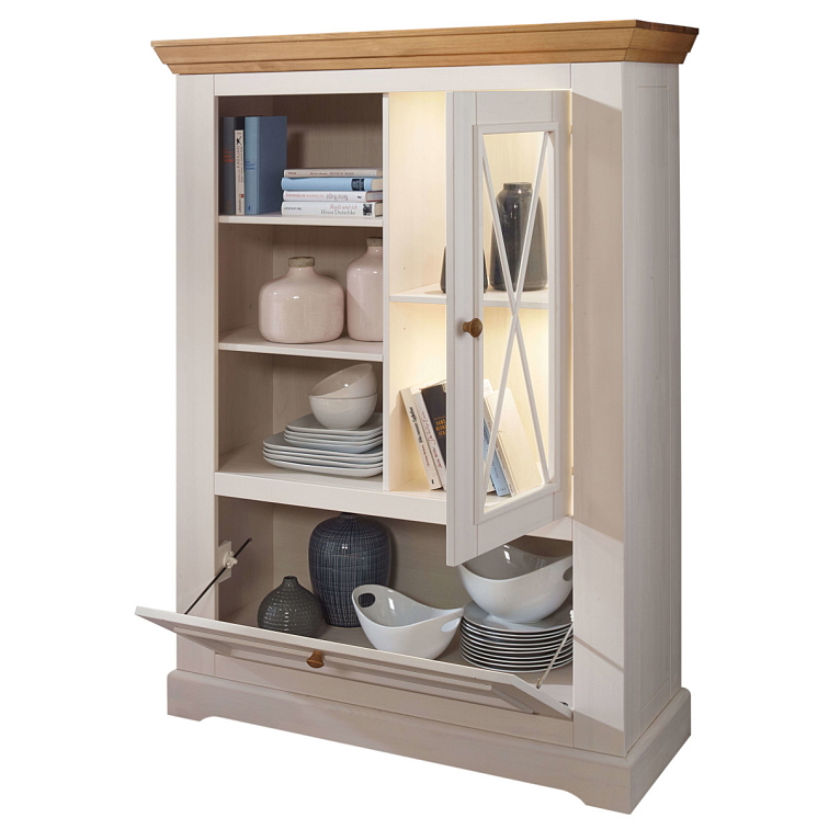 Příborníková komoda z masivu borovice MARTA, Bílá 108 cm