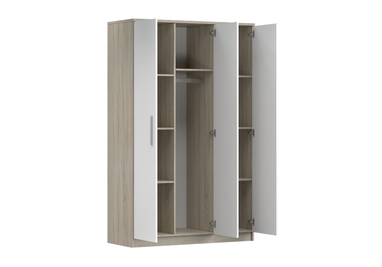 Šatní skříň OMEGA III 3D 19, 120 cm Dub Sonoma/Bílá