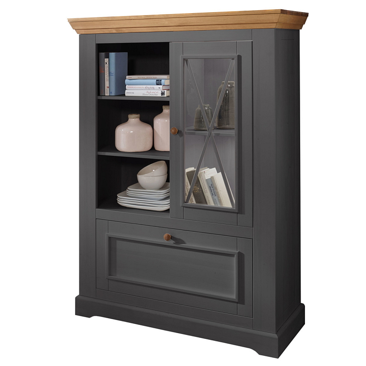 Příborníková komoda z masivu borovice MARTA, Grafit 108 cm