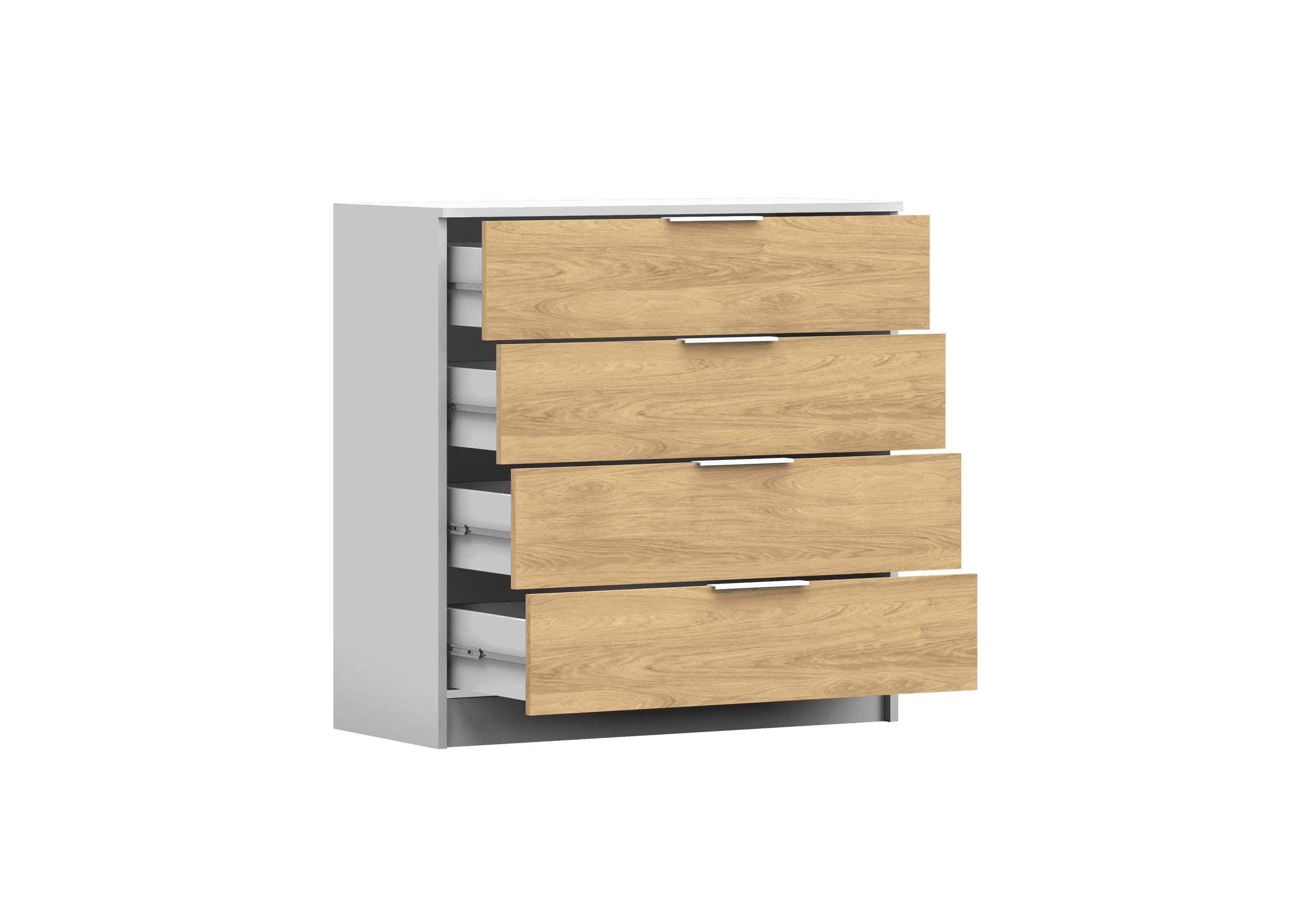 Komoda GALAXY 4S, 90 cm Dub Hikora/Bílá
