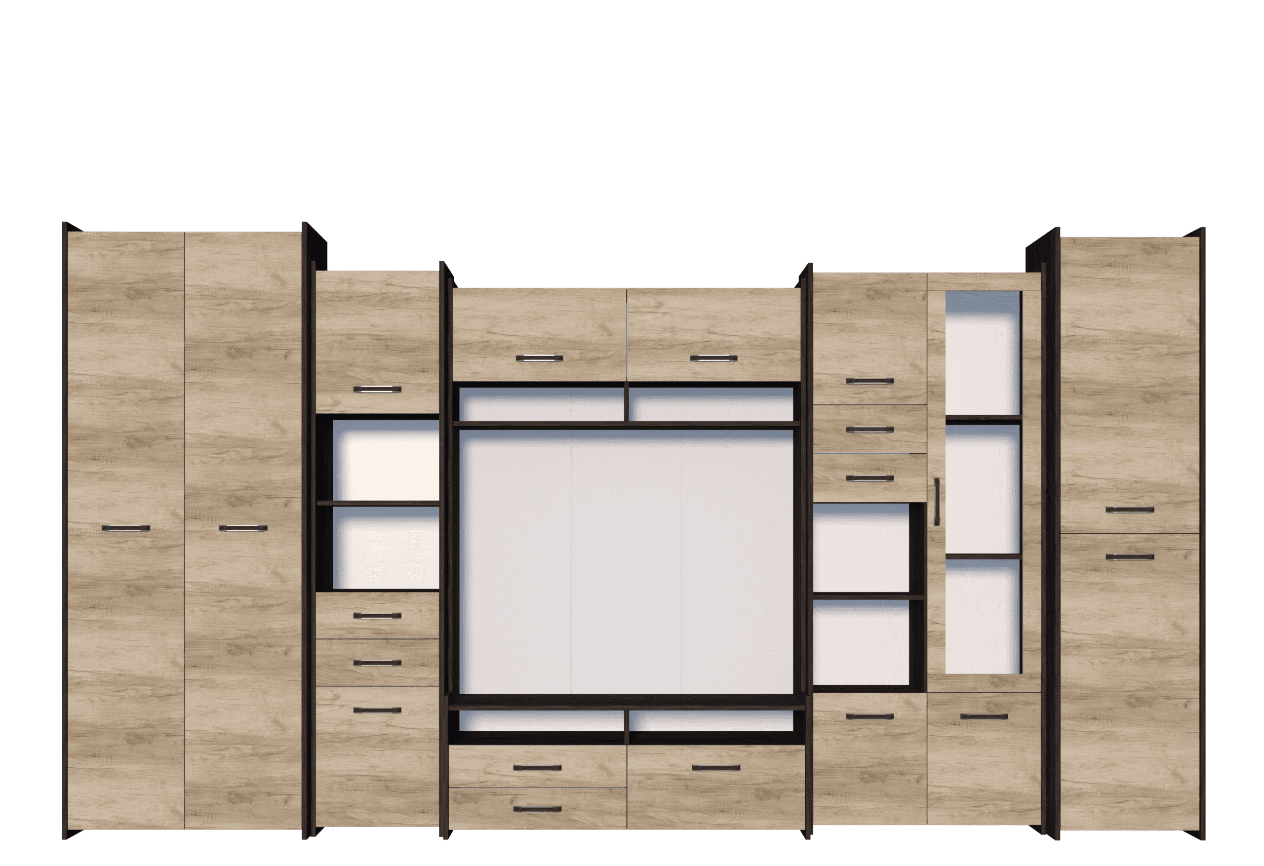Obývací stěna Mokka II - Dub cantenbury / Venkovský šedý dub
