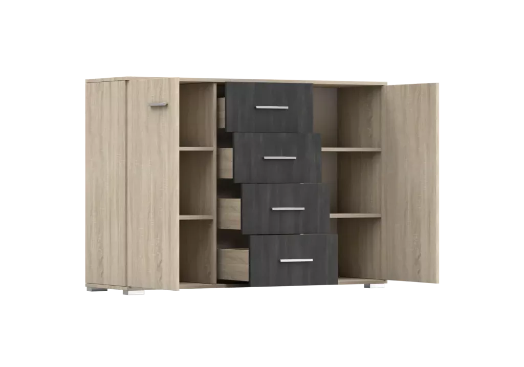 Komoda WENECJA 2D4S 27, 135 cm Dub Sonoma/Norská borovice