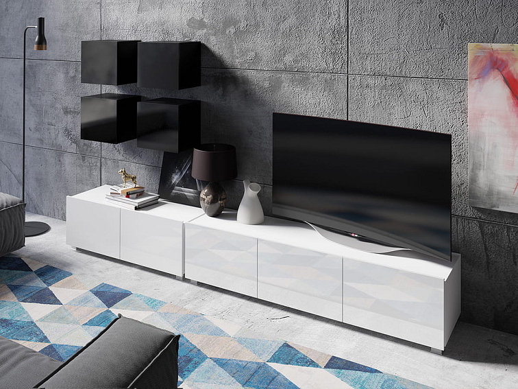 Obývací stěna LORONA 18, Černá/Bílá 250 cm