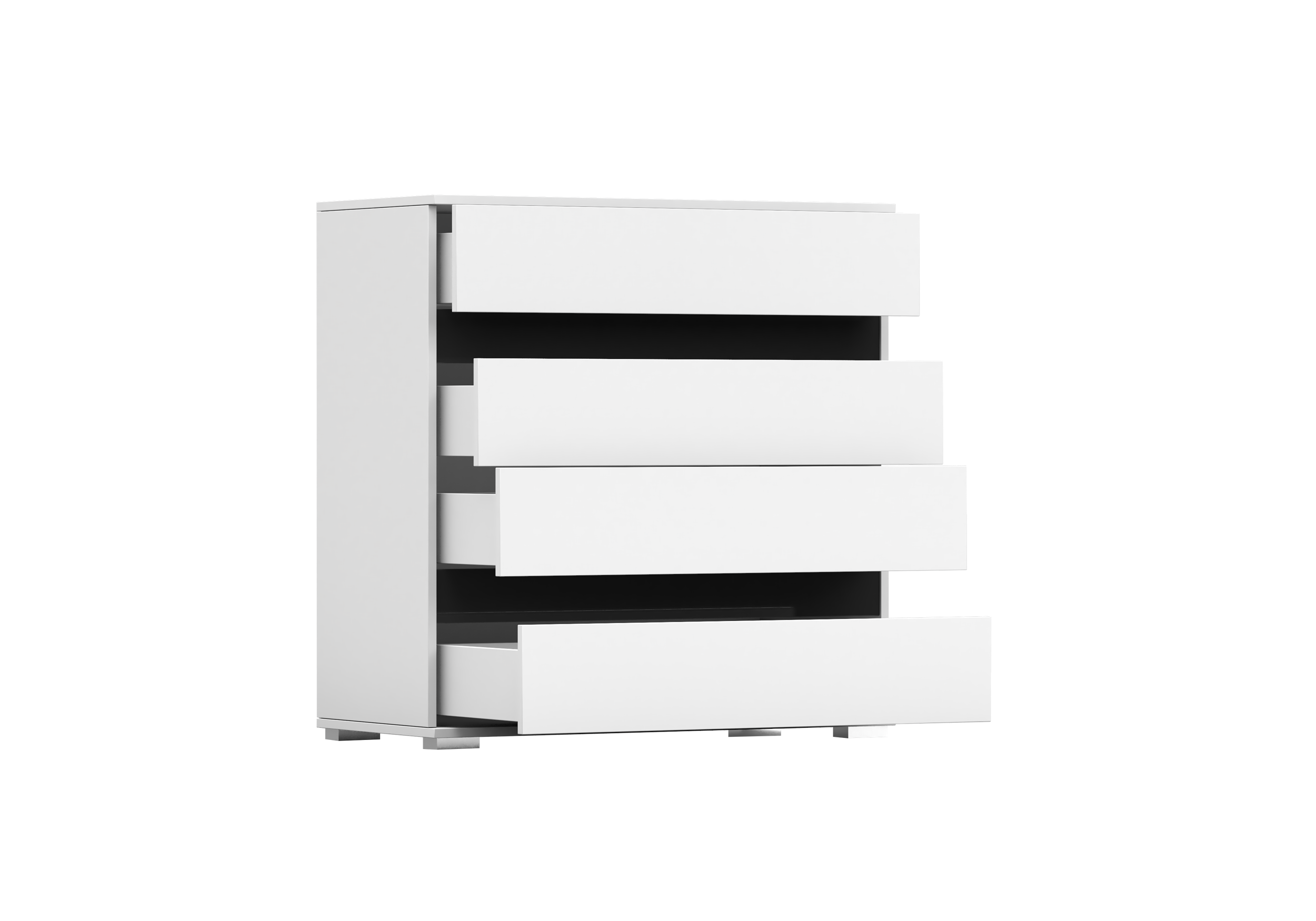 Komoda LUCCA 4S 46, 90 cm Bílá/Černý lesk