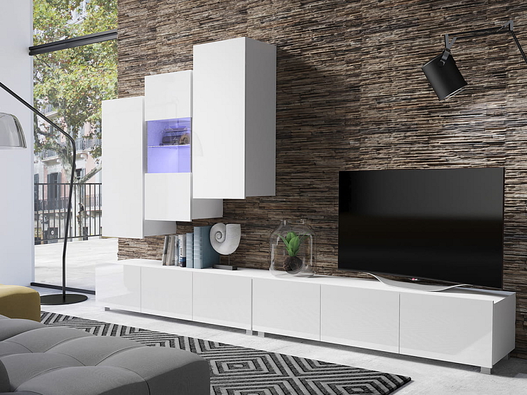 Obývací stěna LORONA 17, Bílá 300 cm