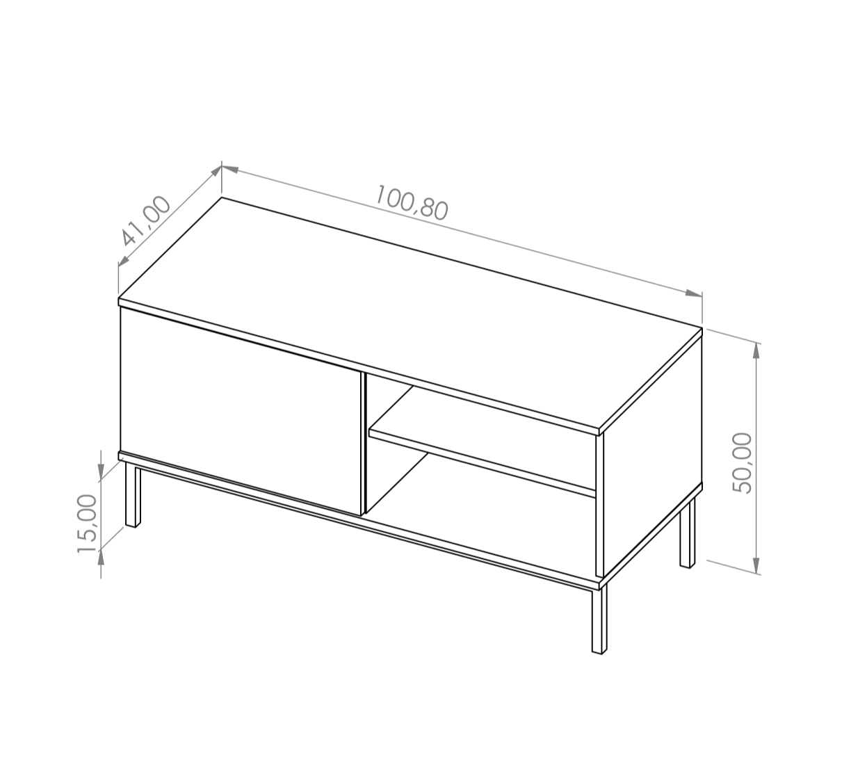 TV stolek QUER RTV 1D, Bílá 100 cm
