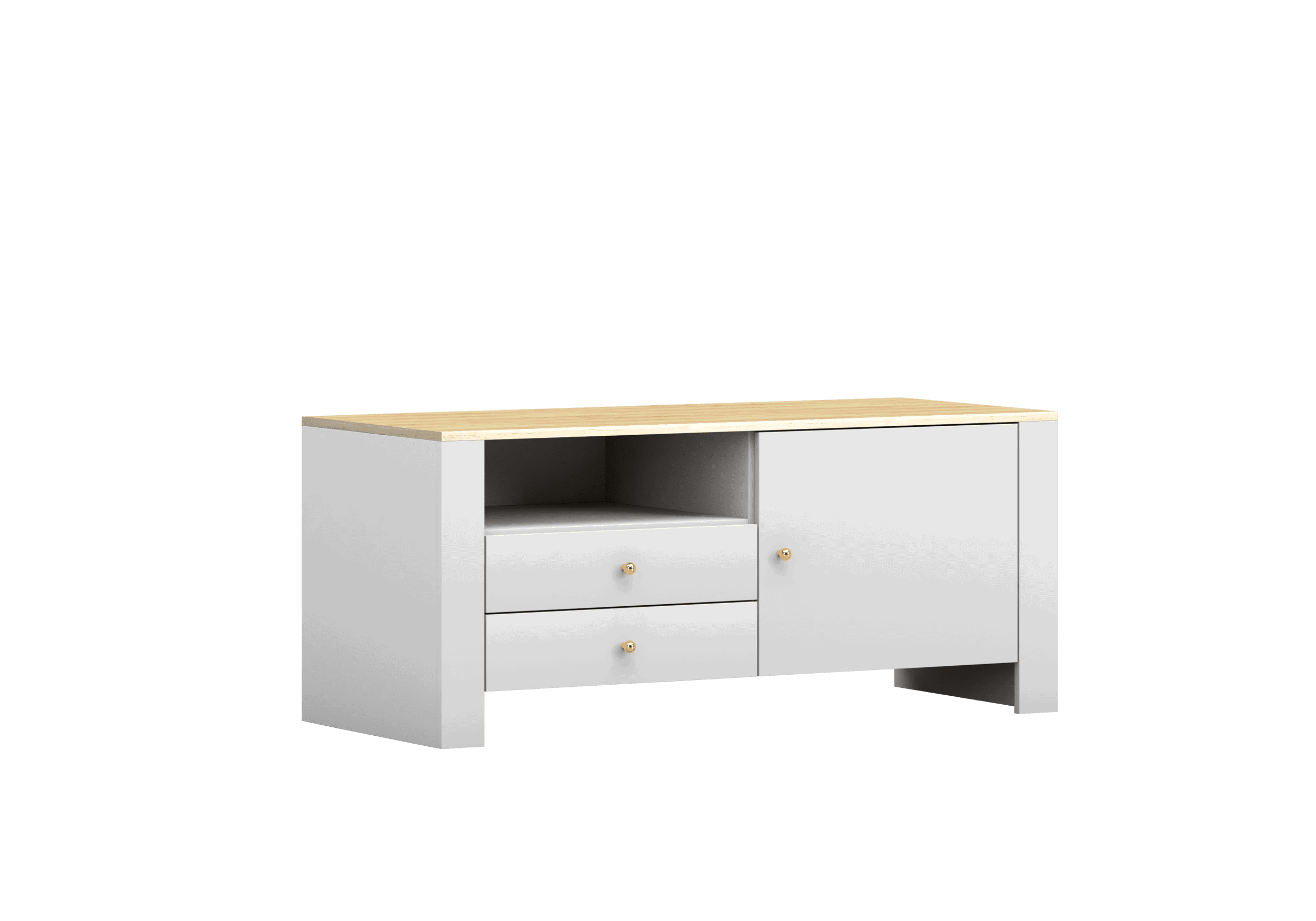 Televizní stolek AGAWA 05, 120 cm Dub Hikora/Bílá