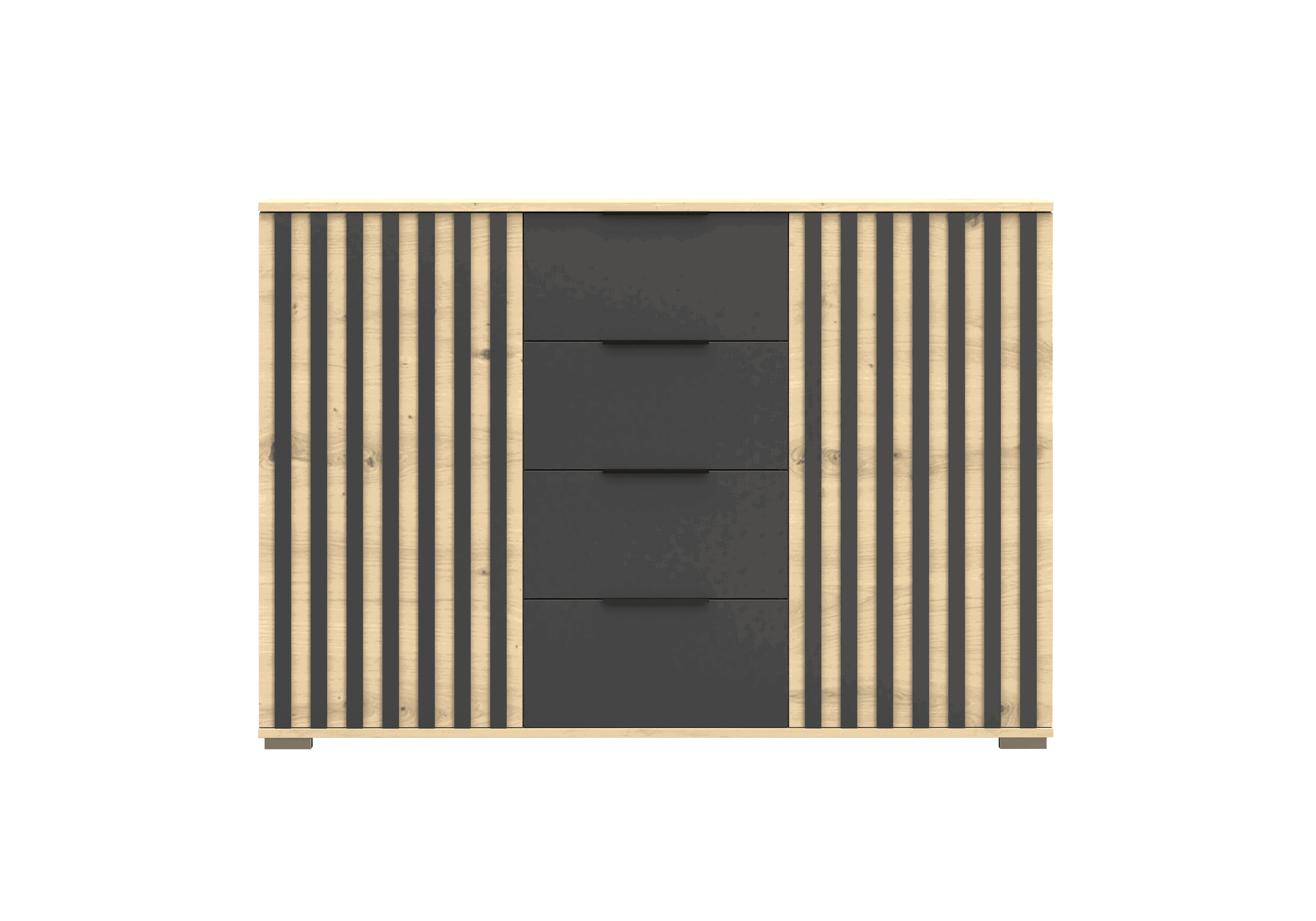 Komoda WERONA 2D4S 26, 135 cm Dub Artisan/Černá