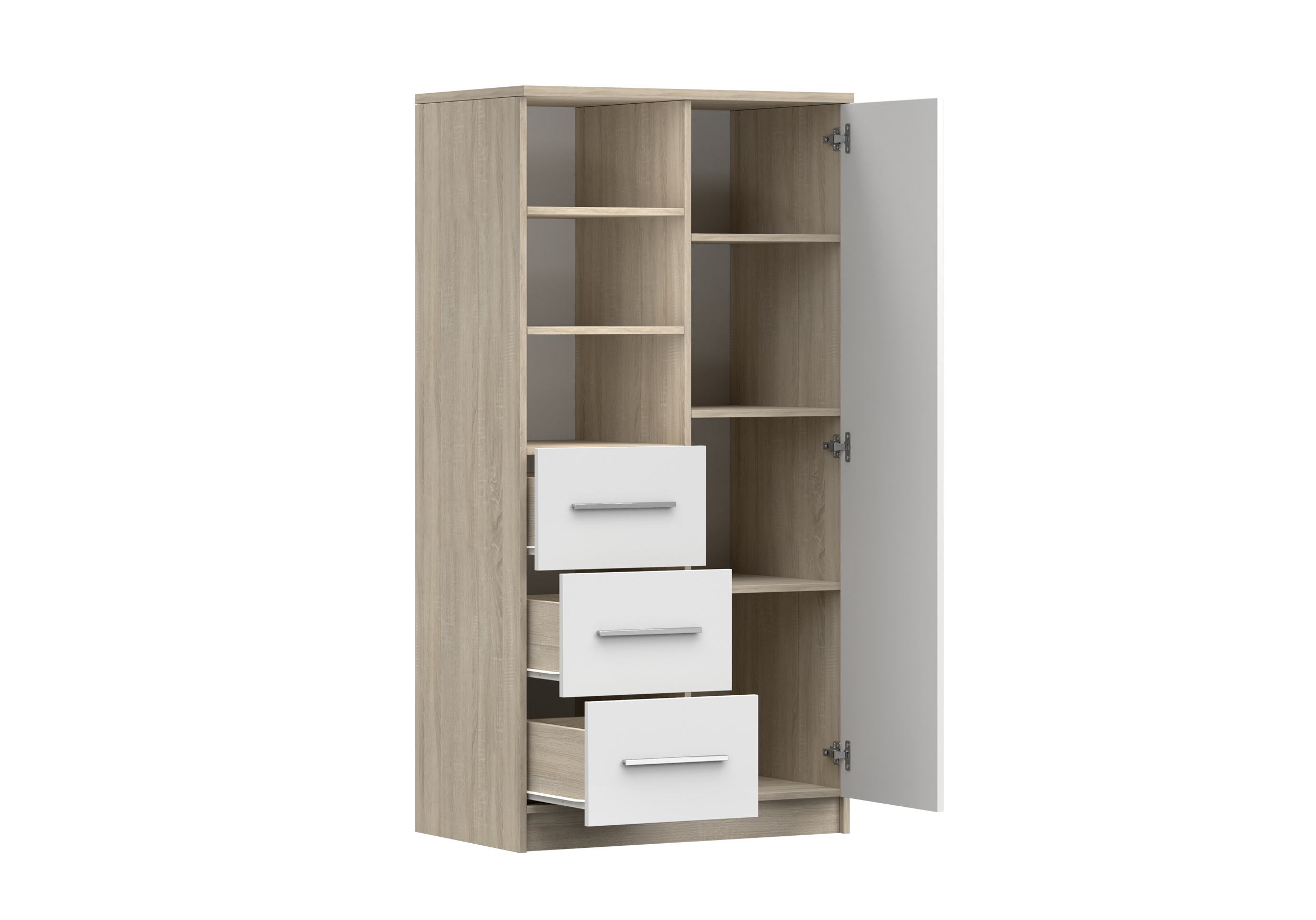 Knihovna OMEGA III 3S1D 05, 80cm Dub Sonoma/Bílá