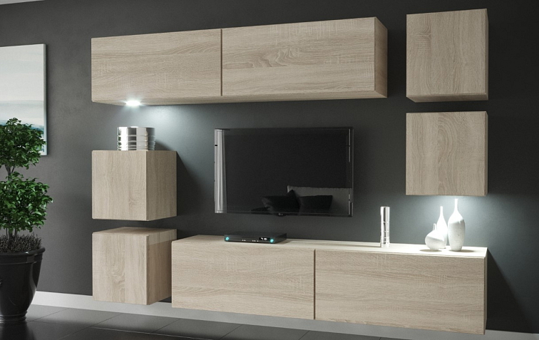 Obývací stěna ALABAMA 218 cm - Sonoma