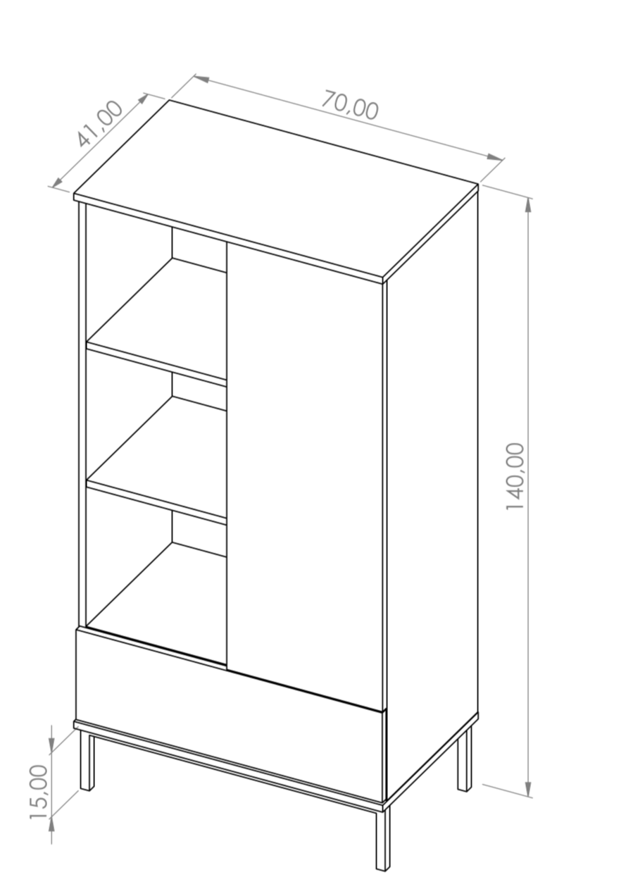 Komoda QUER R70, Bílá 70 cm