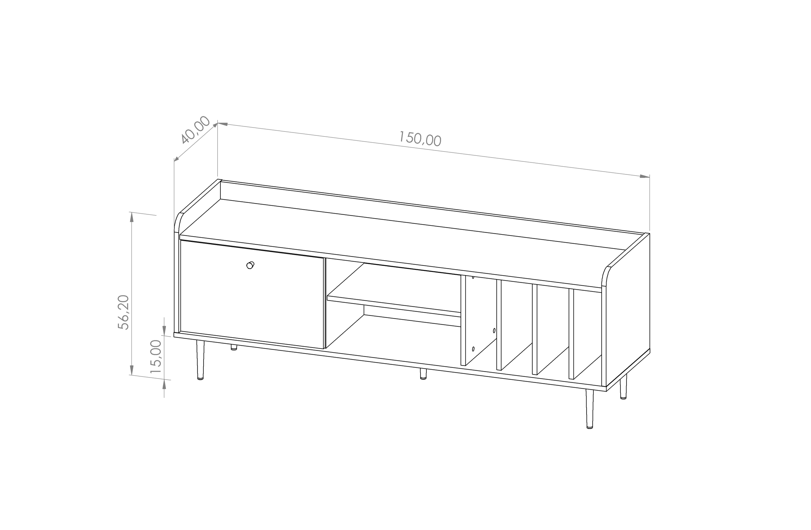 Televizní stolek NEFERTUM RTV150, 150 cm
