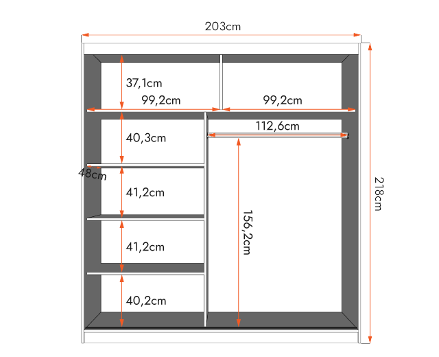 Šatní skříň WERONA 2D, 203 cm Dub Artisan/Černá
