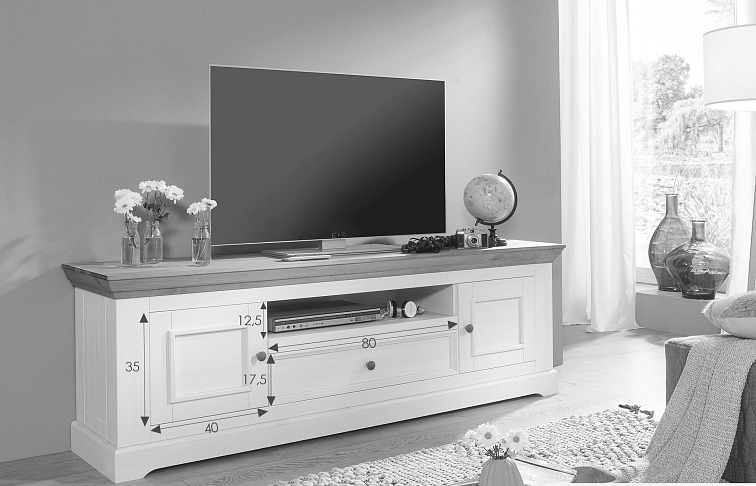 Televizní skříňka z masivu borovice MARTA, Grafit 189 cm