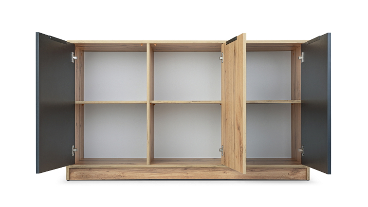 Komoda BALI LUX D3, 138 cm Dub Votan/Černá