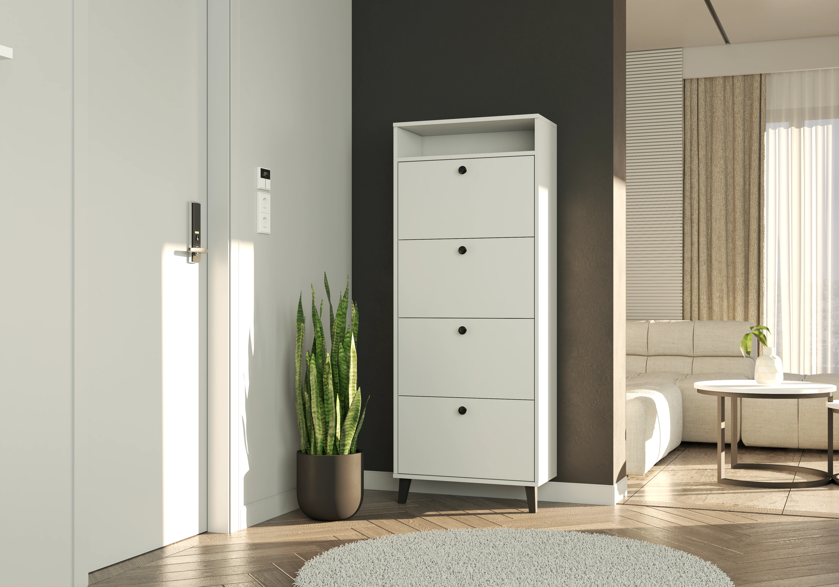 Botník HERMES 4B - Bílá, 60 cm