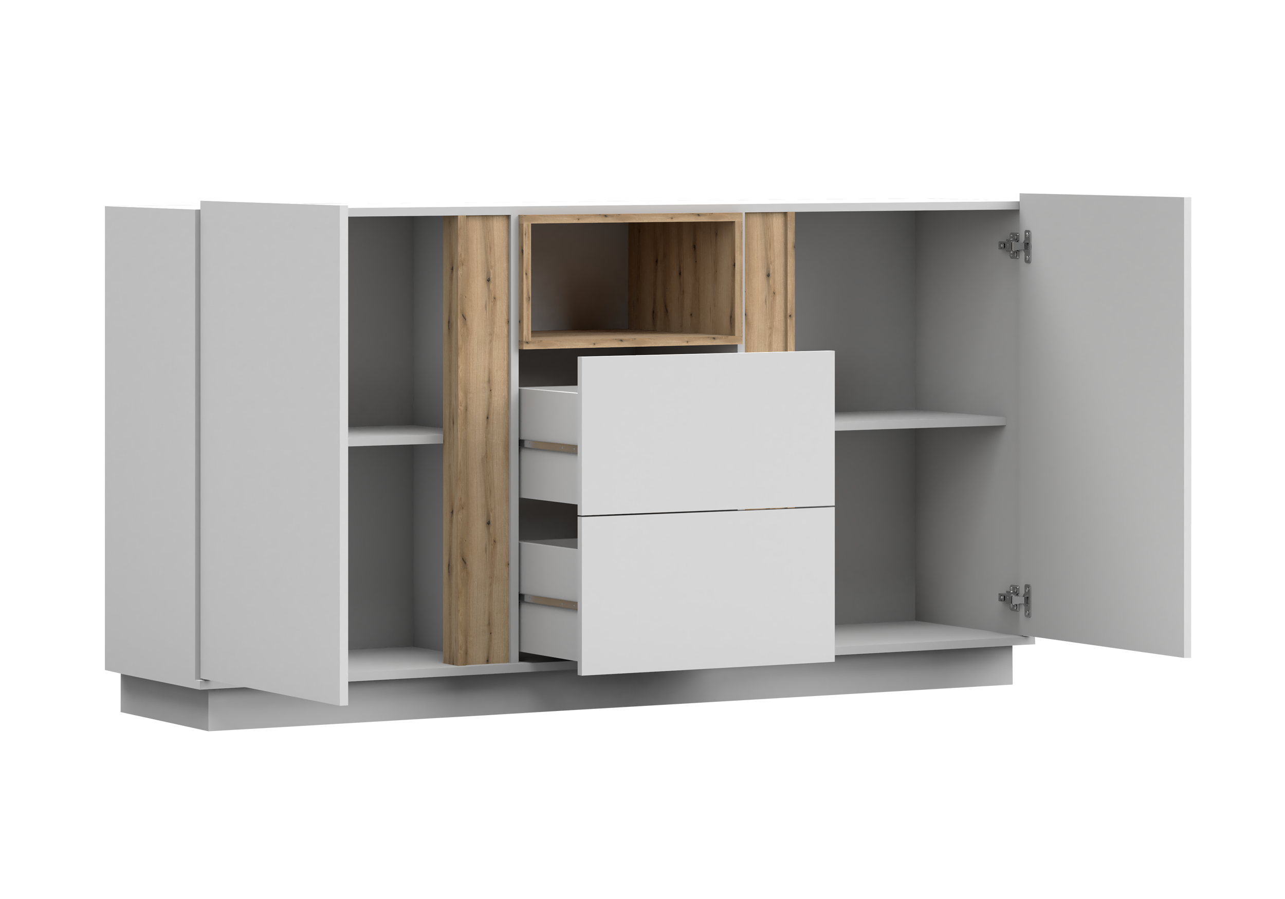 Komoda GREY 04, 180 cm Bílá/Dub Artisan