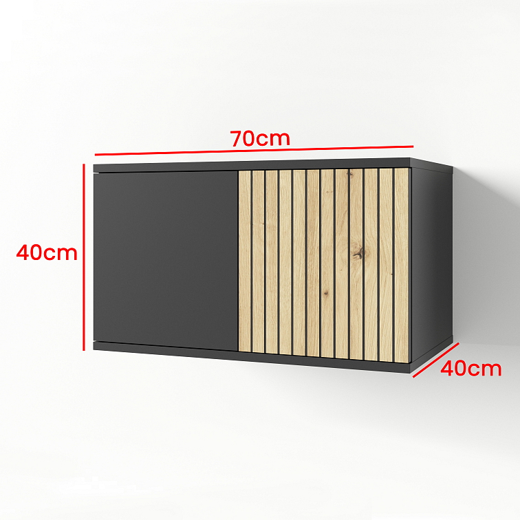Nadstavba šatní skříně JOEY 70 cm, Černá/Dub Artisan