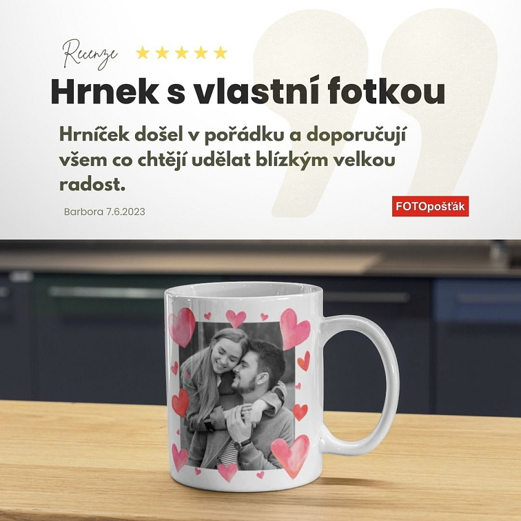 Hrnek s fotkou rámeček SRDCE 350 ml FOTOpošťák
