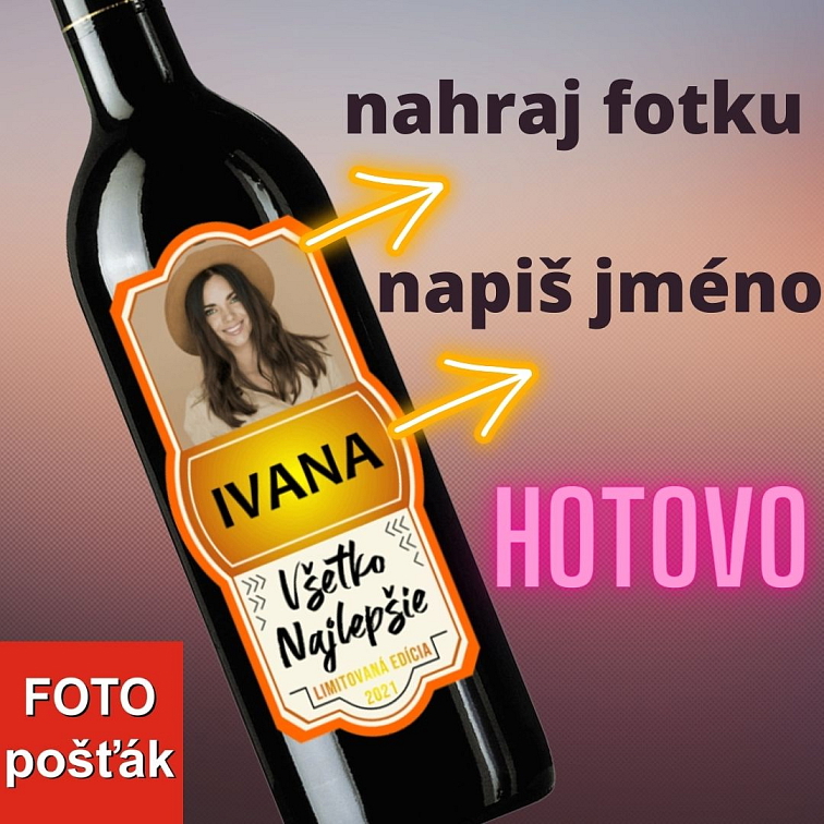 Víno s fotkou Nejlepší táta pečeť a text 0,75 l standard FOTOpošťák