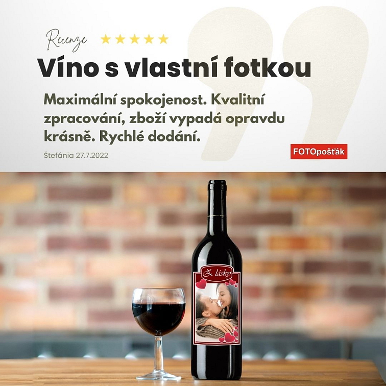 Víno s fotkou Nejlepší táta pečeť a text 0,75 l standard FOTOpošťák