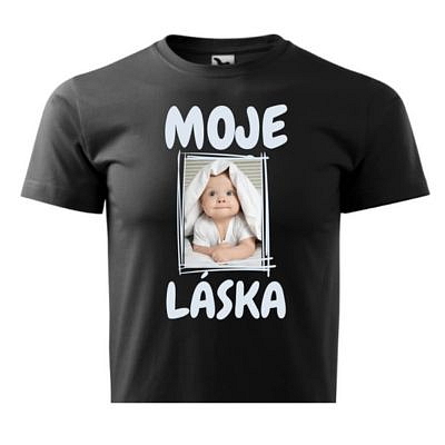 Farebné tričko s fotkou rámeček Srdce 3 Unisex střih FOTOpošťák