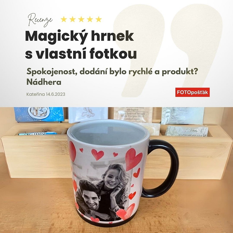 Hrnek s fotkou magický černý Koláž láska 350ml FOTOpošťák