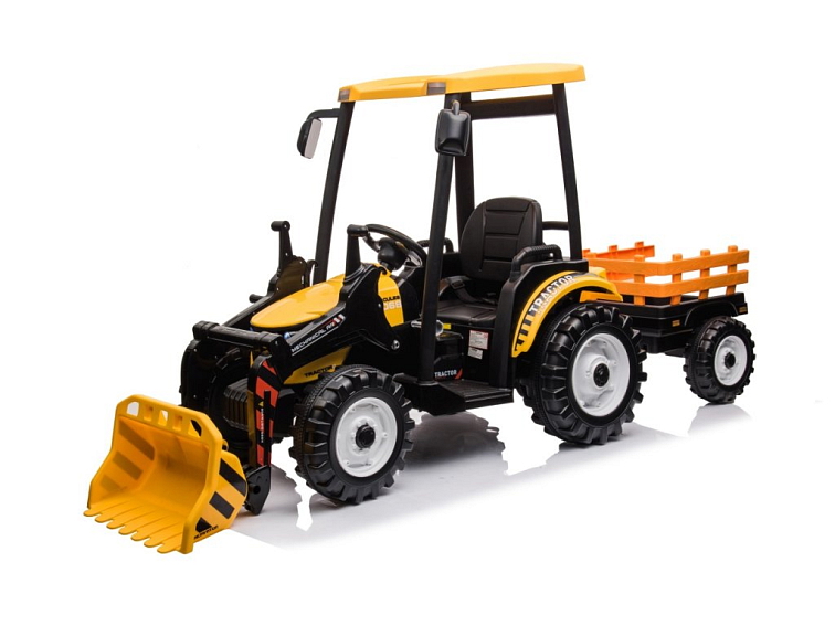 MEGA dětský elektrický traktor D68 s valníkem a nakladačem | 2x200W | žlutá