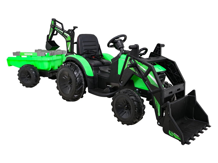 Dětský elektrický traktor - bagr 720-T vč. valníku | 2x45W | zelená