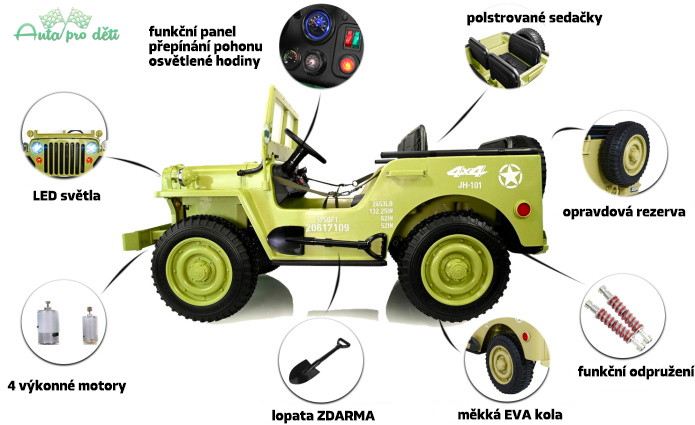 Džíp Willys 4x4 XXL | třímístný | 24V | písková