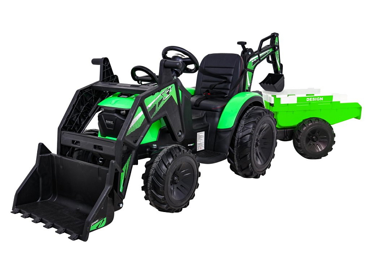 Dětský elektrický traktor - bagr 720-T vč. valníku | 2x45W | zelená