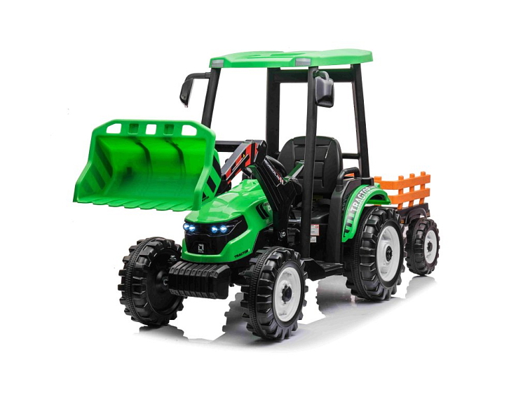 MEGA dětský elektrický traktor D68 s valníkem a nakladačem | 2x200W | zelená