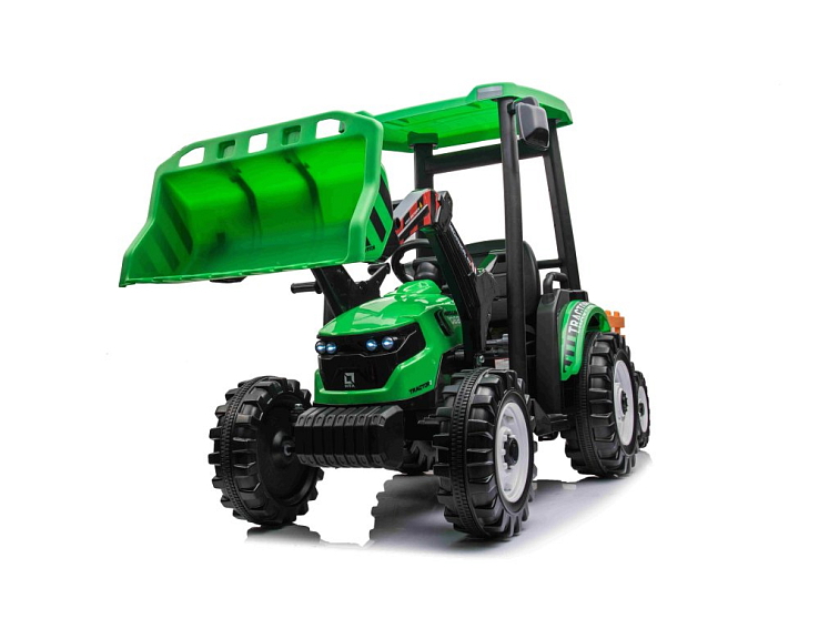 MEGA dětský elektrický traktor D68 s valníkem a nakladačem | 2x200W | zelená