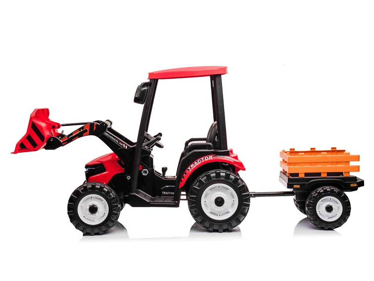 MEGA dětský elektrický traktor D68 s valníkem a nakladačem | 2x200W | červená