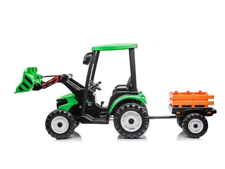 MEGA dětský elektrický traktor D68 s valníkem a nakladačem | 2x200W | zelená