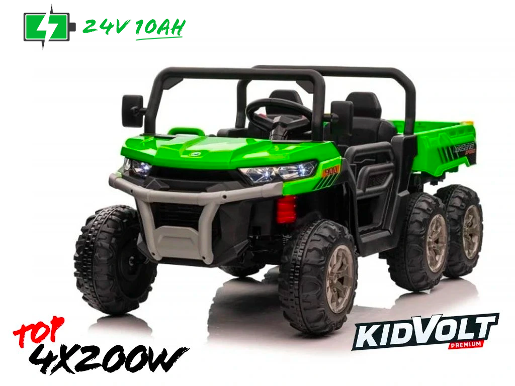 Elektrické dětské auto buggy, šestikolka 4x200W 10Ah - zelená