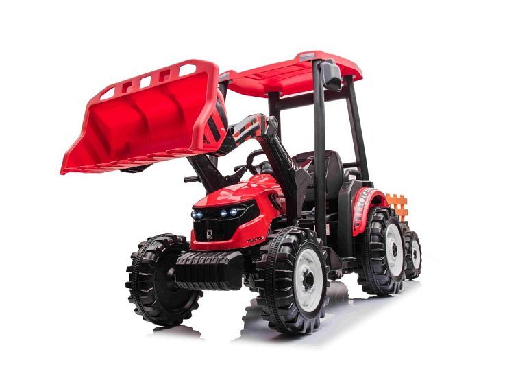 MEGA dětský elektrický traktor D68 s valníkem a nakladačem | 2x200W | červená