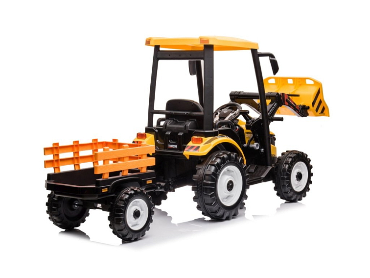 MEGA dětský elektrický traktor D68 s valníkem a nakladačem | 2x200W | žlutá