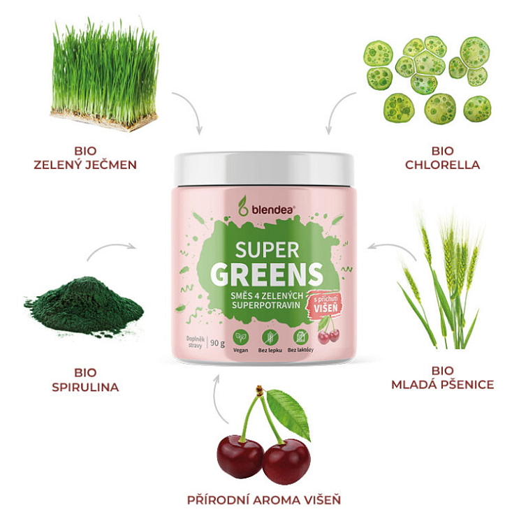 Supergreens Višeň BIO 90 g