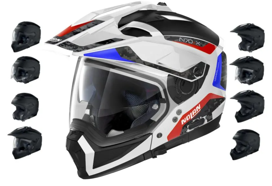 Moto helma Nolan N70-2 X Earthquake N-Com Metal White 49