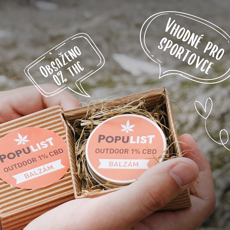 Populist OUTDOOR přírodní konopná mast 1% CBD
