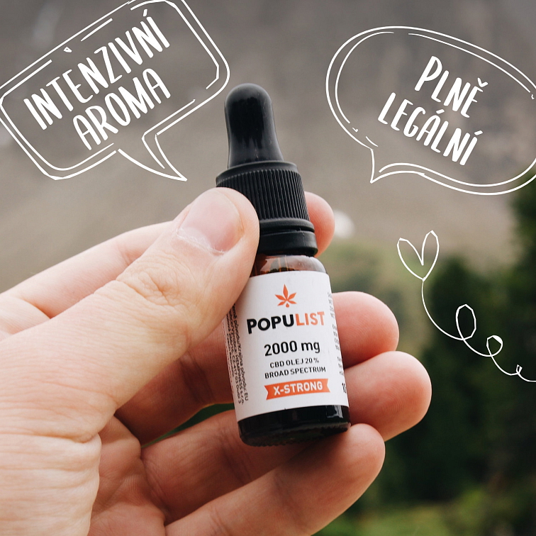 Populist CBD olej 20% (2000mg) Broad Spectrum X-STRONG 10ml
