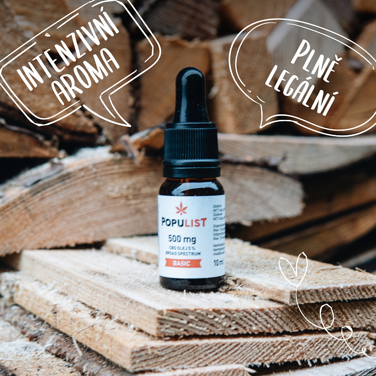 Populist CBD olej 5% (500mg) Broad Spectrum BASIC 10ml