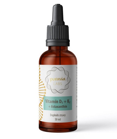 Vitamín D3 + K2 s Astaxanthinem v MCT oleji, 50 ml