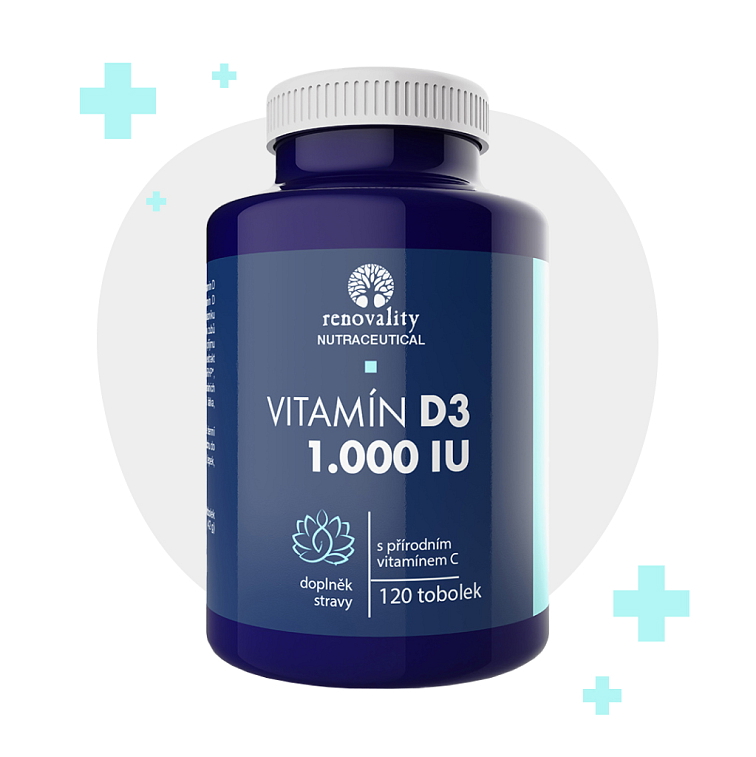 Vitamín D3 1.000 IU obohacený přírodním vitamínem C, 120 tobolek, doplněk stravy