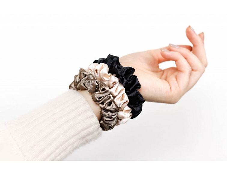 Výhodný balíček úzkých gumiček - Mocca, černá, champagne