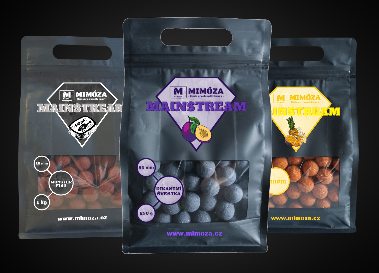 Mimóza Chytací boilies M1 Pikantní švestka 20 mm