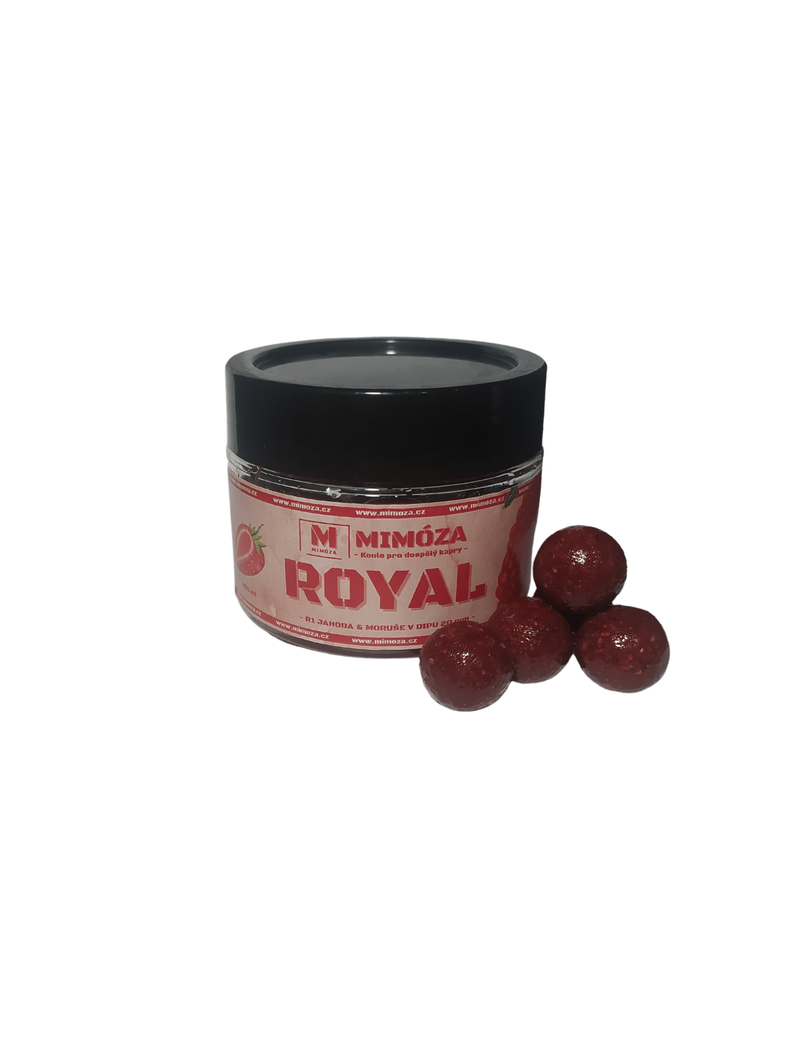 Mimóza Chytací boilies R1 Jahoda a moruše 20 mm