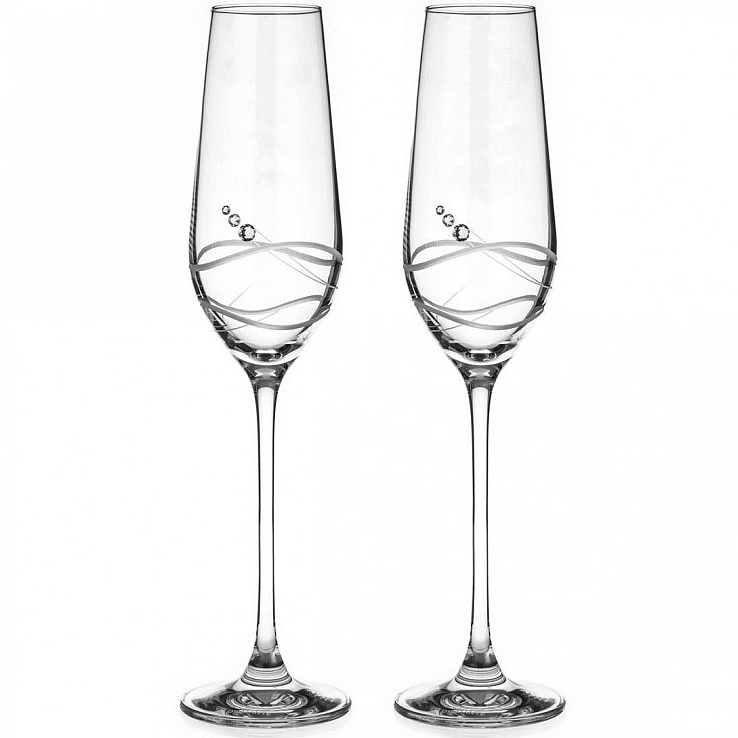 Diamante sklenice na šampaňské Venezia s krystaly Swarovski 230 ml 2KS